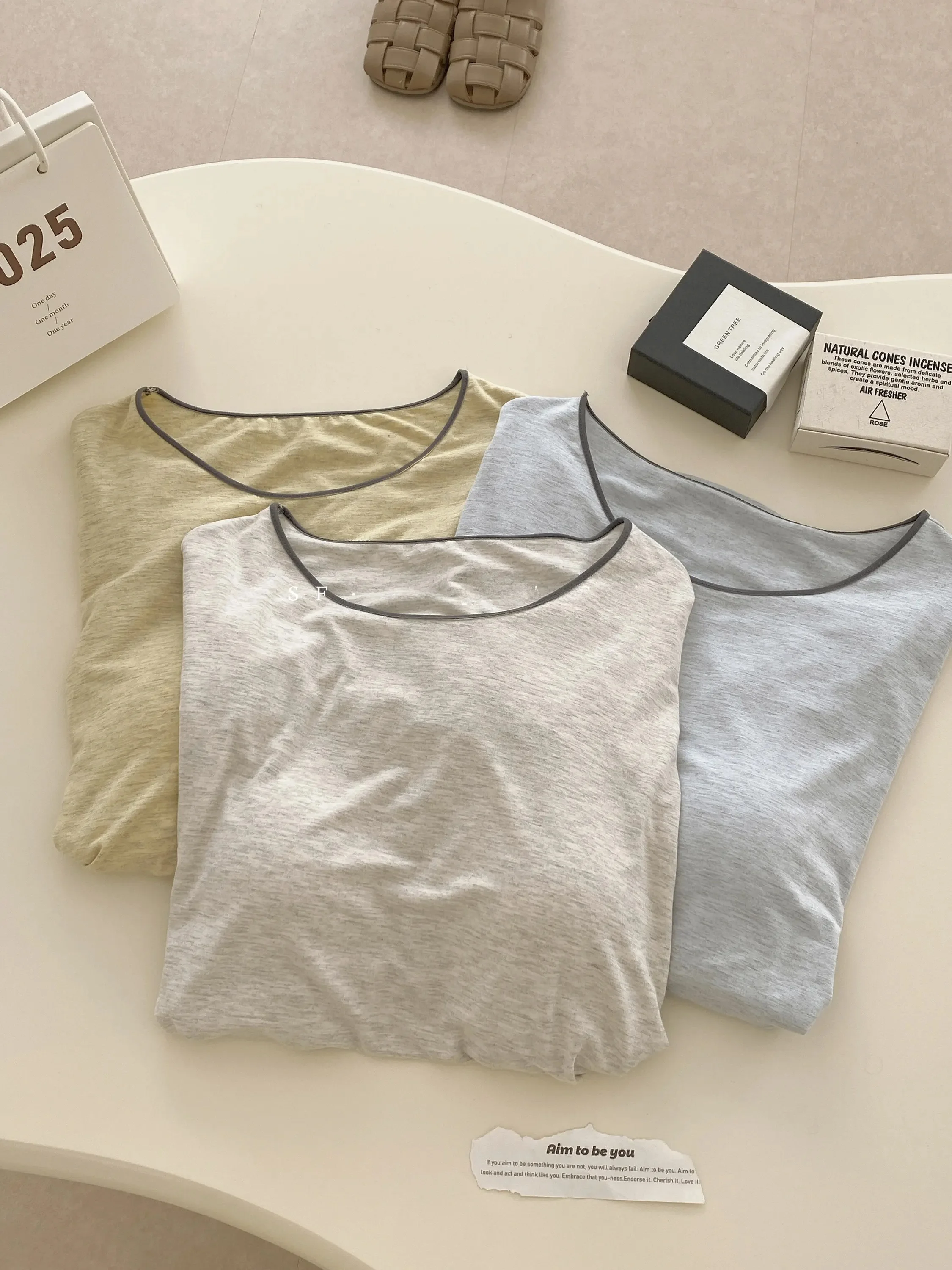 

Korean Style Simple Color Modal Women's Sleepwear Short Sleeve round Neck Home Clothes Set Summer Comfortable with Ches...