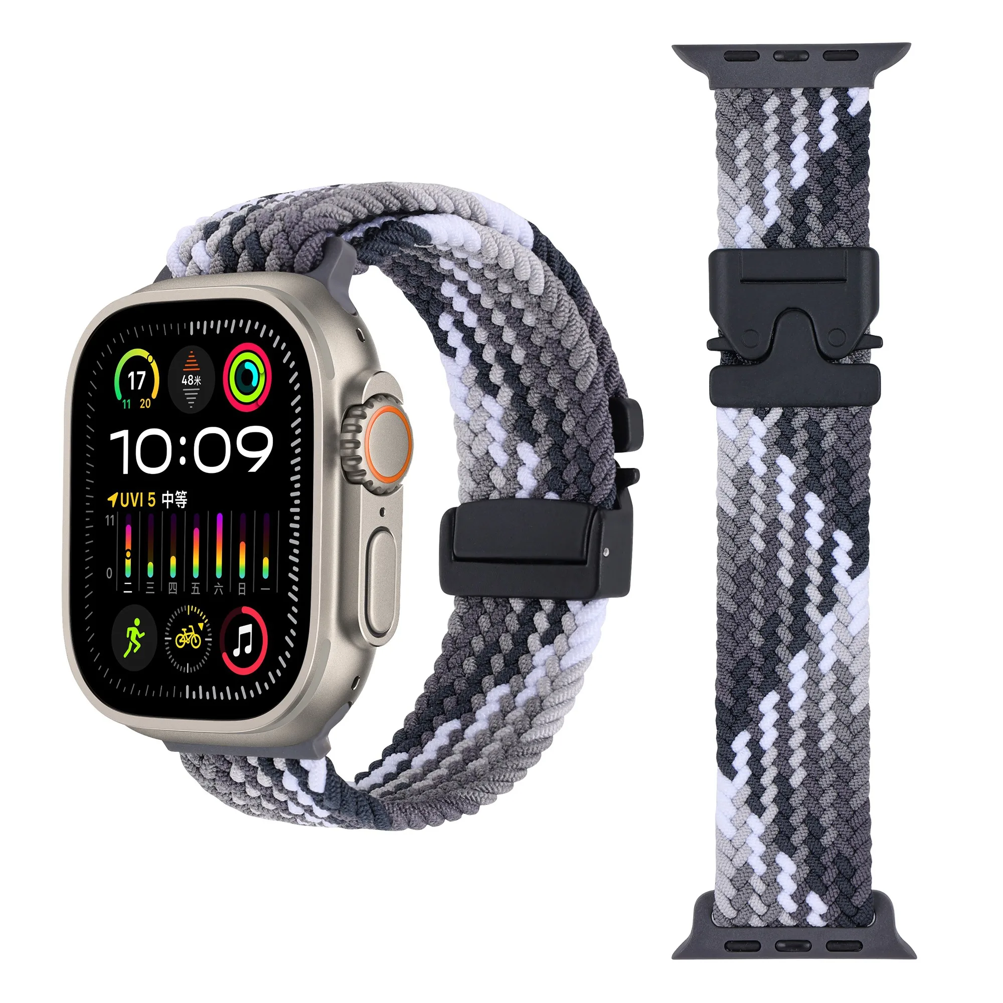 حزام حلقة مضفر لساعة أبل 46 مللي متر 45 مللي متر 44 مللي متر 49 مللي متر 42 40 41 مللي متر المظلة النايلون الفرقة iWatch سلسلة الترا 2 10 9 8 7 SE 6