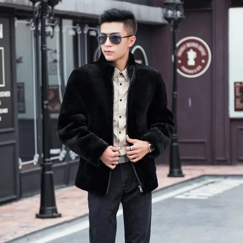 

Luxury Brand Fur Jackets Zipper Hooded Winter Men's Clothing Long Sleeve Faux Fur Coat Warm Casual Loose Outerwear JJ996