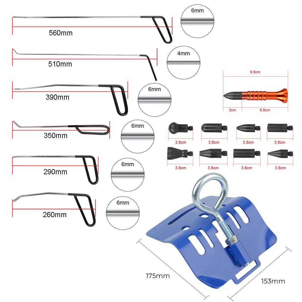 Car Dent Repair Tool Special Crowbar Set Bracket Holder Bump On Tire Base Traceless Sheet Metal Spray Paint Shaping Accessories