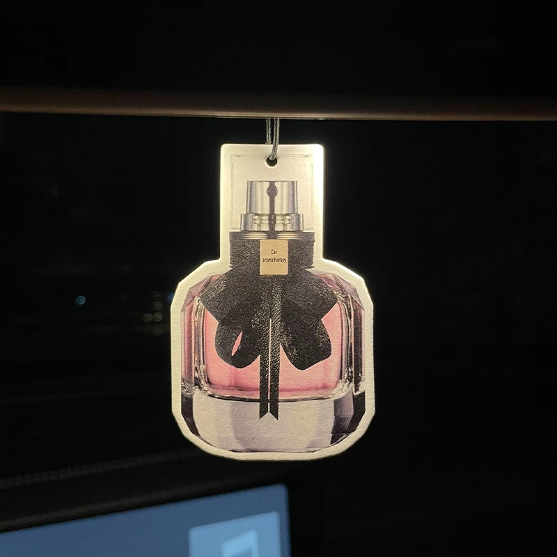 Pink perfume bottle bow car incense car perfume perfume stick fragrance pendant out of the wind mouth bag