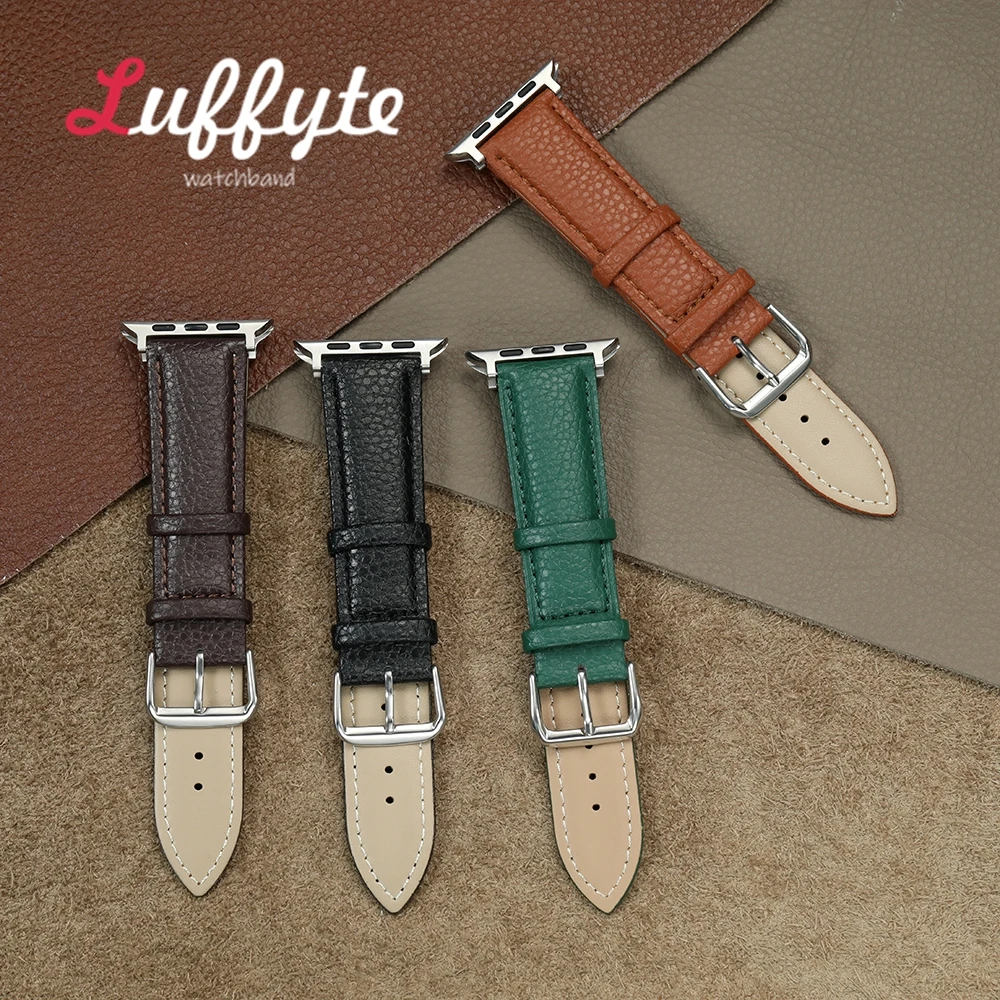 Litschi-Muster-Design, PU-Leder-Uhrenarmband für Apple Watch 1–10, Ultra SE 2, Handgelenkbänder für Iwatch 38–49 mm Gürtel