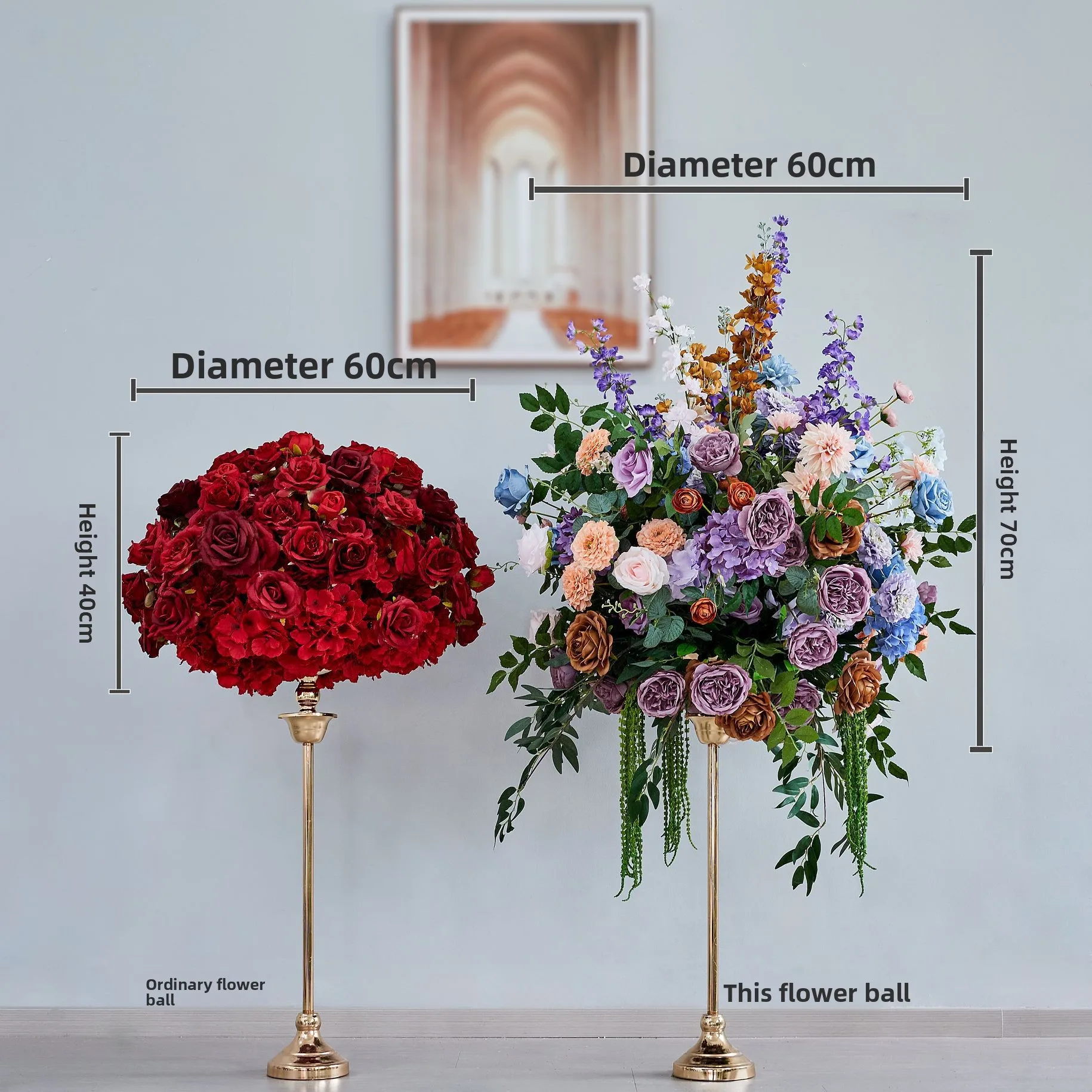 Maßgefertigte 60CM Große Seiden-Rosenkugel Künstliche Pomander-Kugel für Hochzeitsempfänge, Tischdekoration, Ladenpräsentation, Großhandel Blumen-Requisite – Detail 1