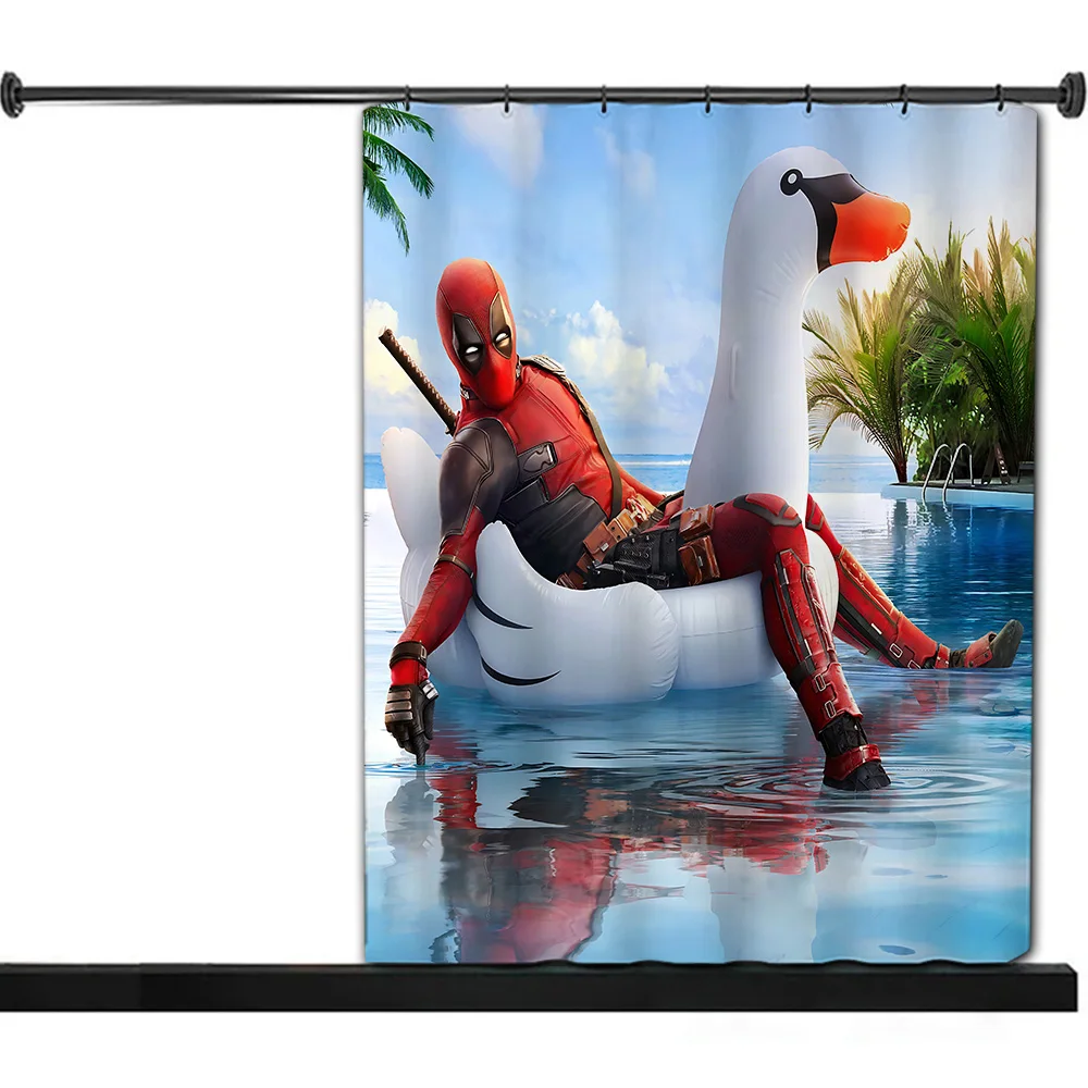 Hot S-Super H-hero Deadpools Shower Curtain Waterproof Polyester Fabric Paint Bath Curtain Home Bathroom Decor Curtain With Hook