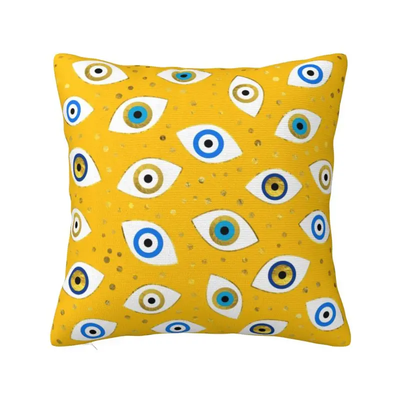 Custom Nazar Evil Eye Amulet Pattern Pillow Case 40x40cm Fashion Eyelashes Chair Cushion Cover Square Pillowcase