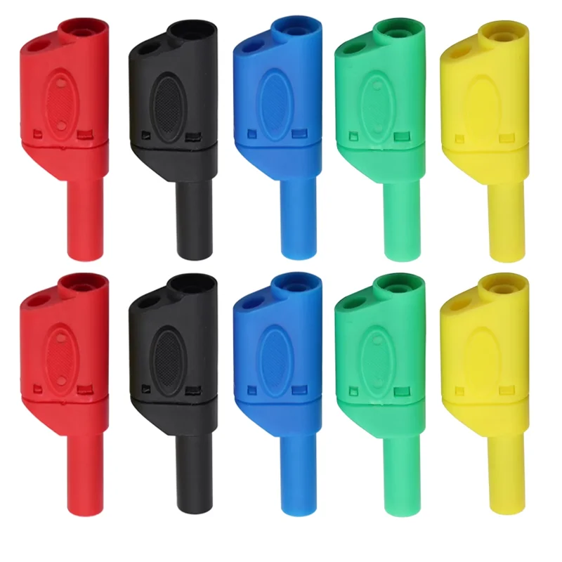 10PCS 4mm Sheath Retractable Stackable Banana Plug Solder Connector High Voltage Nickel-plated Lantern Plug