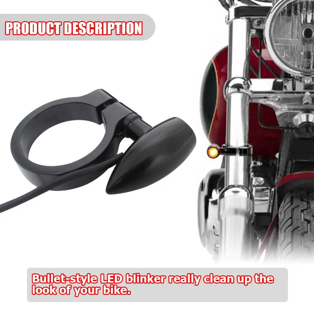 Motorcycle 41mm Fork Tube LED Turn Signal Light Amber Blinker Bullet Flasher Lamp clignotant moto led Universal Moto Accessories 4