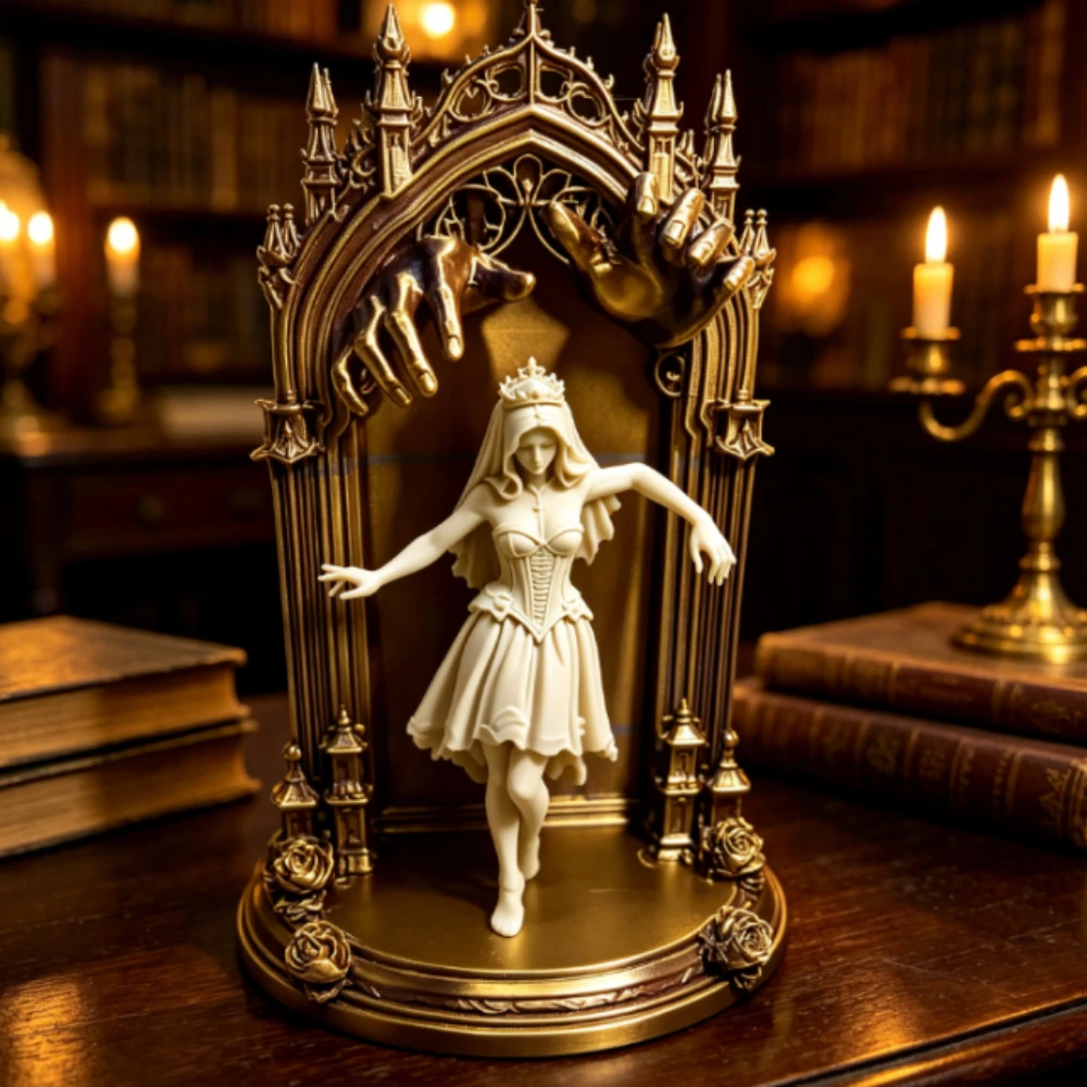 Gothic String Puppet Figurine 3D‑Print Statue Manipulation of Dolls Dark Fantasy Desktop Ornament Rose Decor Shelf Display Gifts