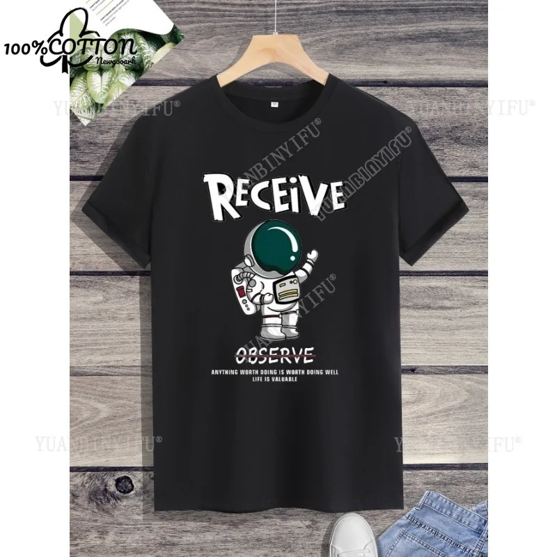 نمط جديد Nuobi My Style Moon Universe Stars "رائد الفضاء تي شيرت للجنسين قميص قطني بأكمام قصيرة ورقبة دائرية ملابس الشارع #4