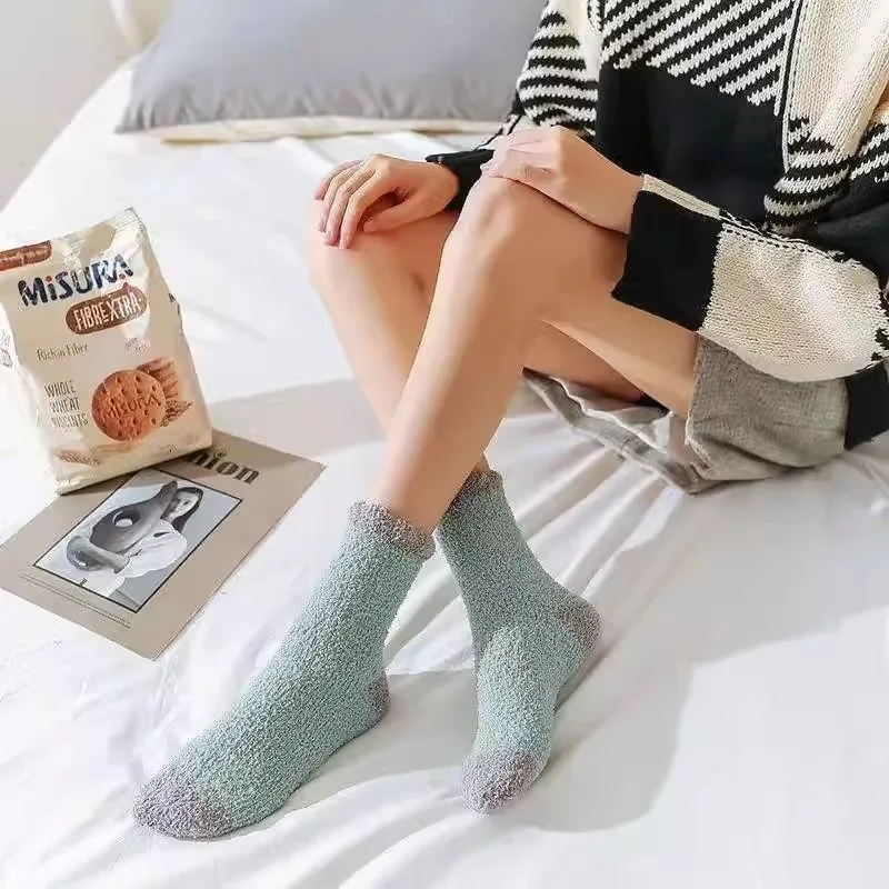 Coral Velvet Soft Comfortable Furry Cute Socks Thickened Plush Winter Warm New Mid Length Sleeping Cotton Stockings Domiciliary