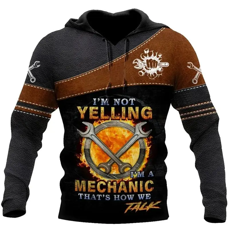 Stylish Men Mechanical Tool Patterns Interesting Creative 3d Printed Str Eet Personality Hoodie Casual Breathable Loose Top