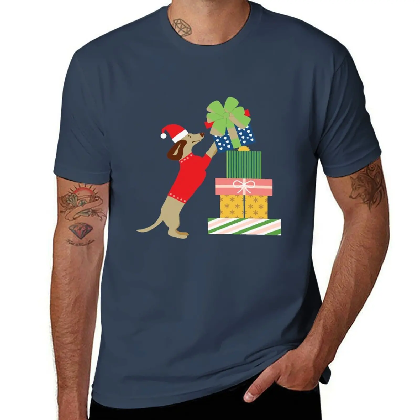 

Weiner Daschund Christmas Merry T-Shirt Novelty Graphic Tee Shirt