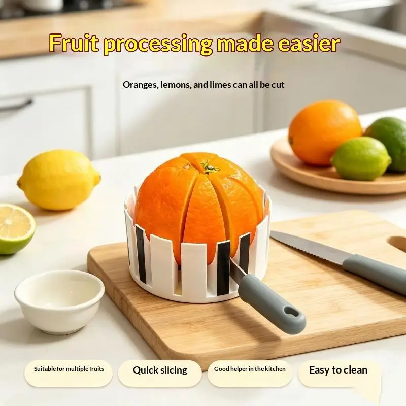 3D Printed Orange Slicer Rust Free Non Slip Handle Safe Fruit Cutter Kitchen Must-have for Daily Cooking Use