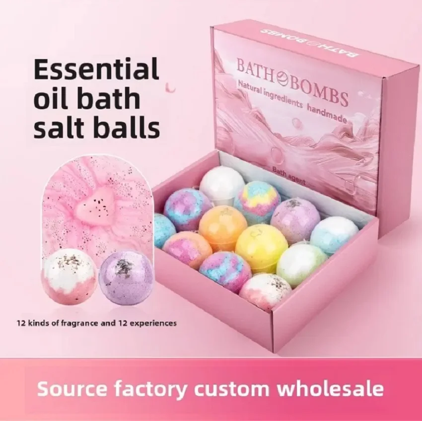 Bath Bombs 12Pcs/Box Organic & Natural Ingredients Spa Relax Body Birthday Gift for Home