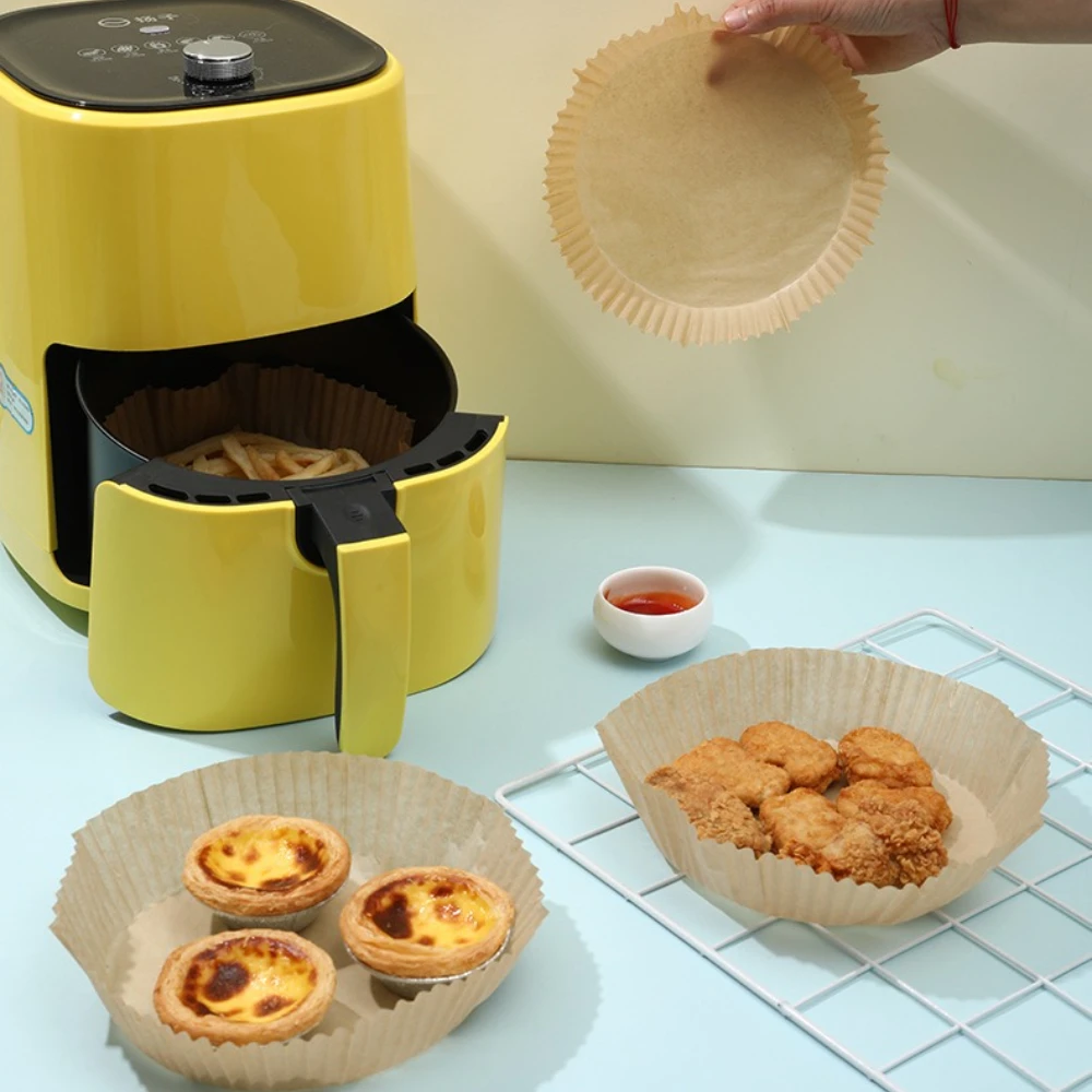 50/100pcs Round Air Oven Fryer Food-grade Special Paper Pad Disposable Household Baking Kitchen Oven Oil Absorbing Paper Tool