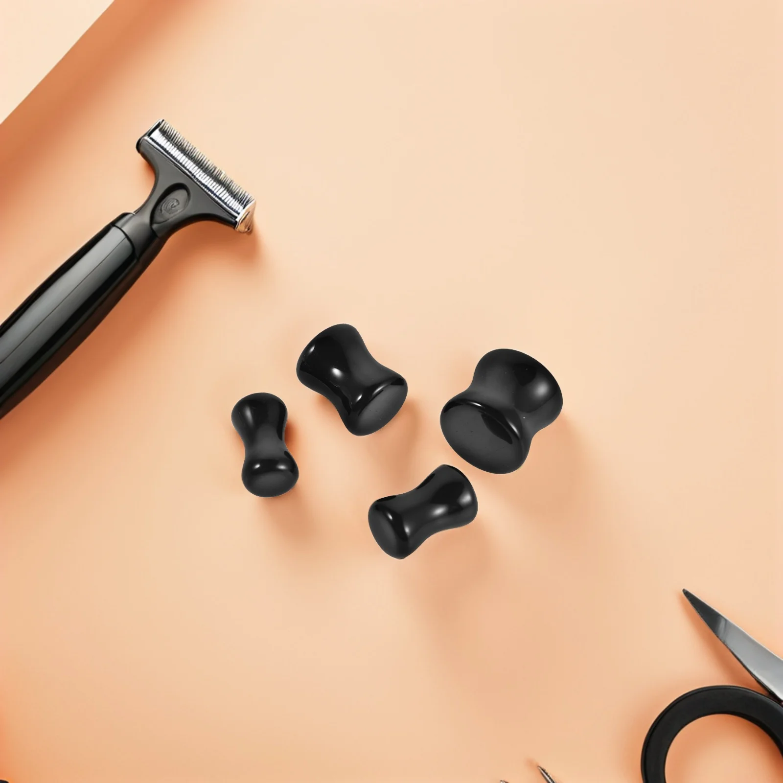 

4Pairs Obsidian Ear Plugs Gauges Smooth Stone Stretchers Multiple Sizes Piercing Jewelry Unique Stylish Ear Expander Black