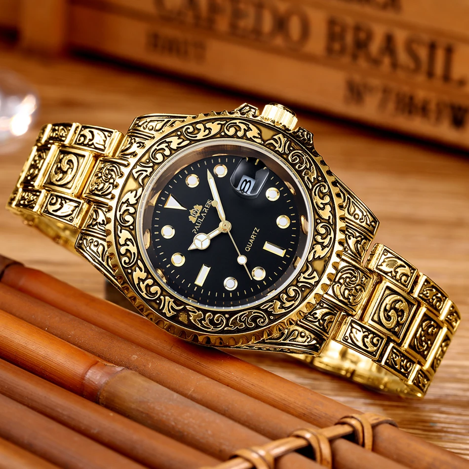 

Резные антикварные винтажные светящиеся розовые золотые желтые золотые серебряные красные зеленые синие градиентные модные классические кварцевые мужские часы