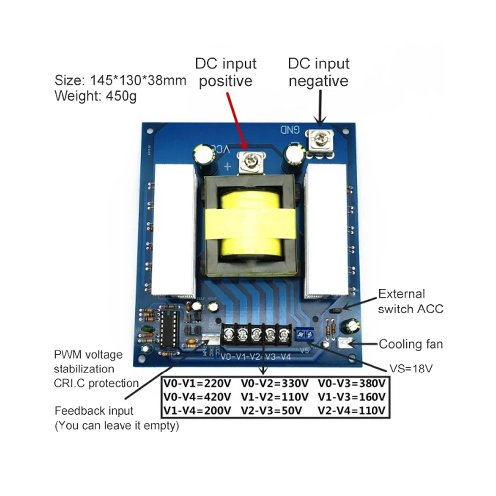 DC12V 1000W Inverter Boost Board DC To AC Boost Sine Wave Modified Wave Single Silicon Machine Front-stage Inverter Module