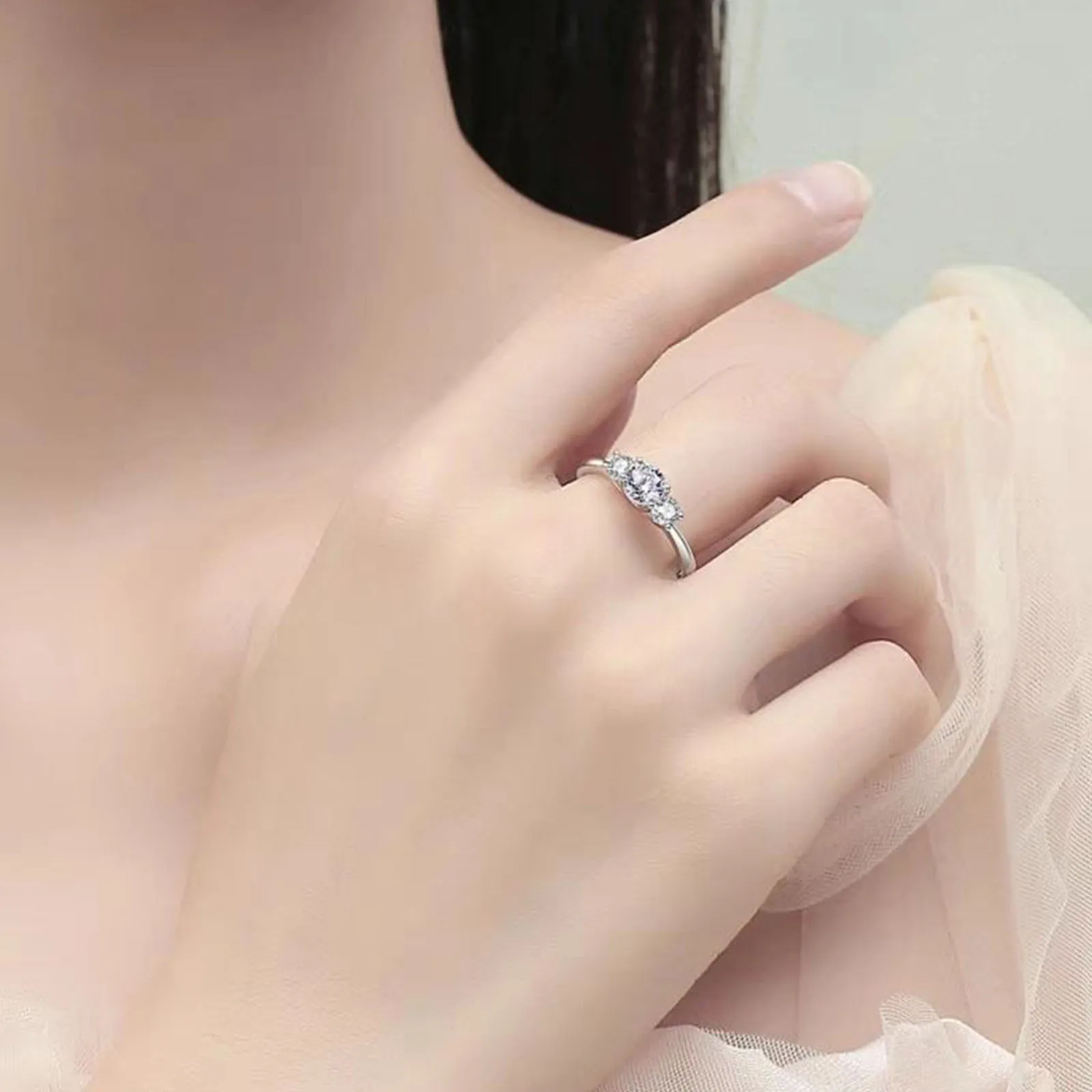 رائجة البيع 925 فضة اللون 3 تشيكوسلوفاكيا حجر الشق إعداد الفرقة خواتم للرجال النساء مجوهرات الزفاف الخطوبة