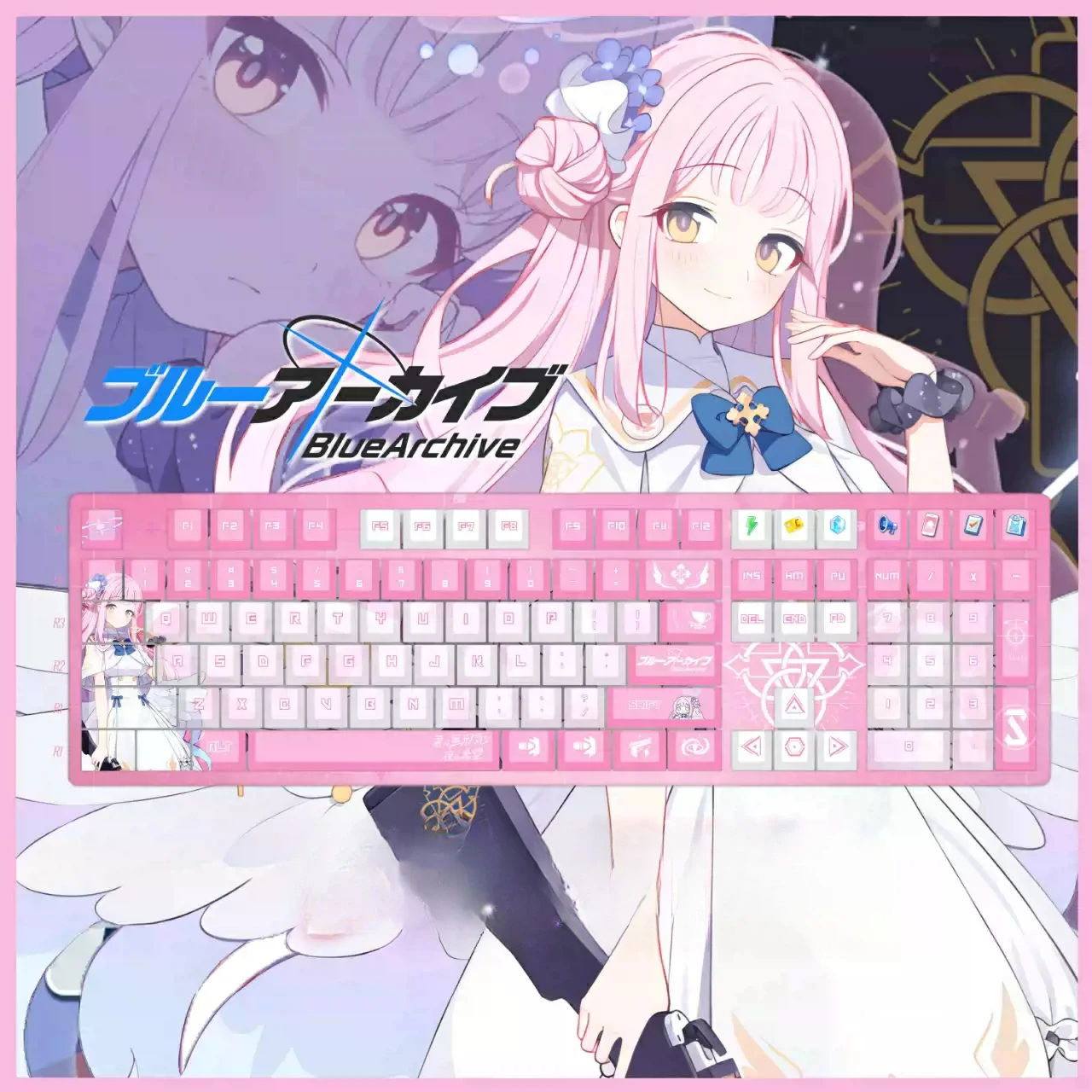 128 Keys/Set Misono Mika Blue Archive Cute Sexy Girl PBT Cherry Profile for MX Switch Keycap for Mechanical Keyboard Game Custom