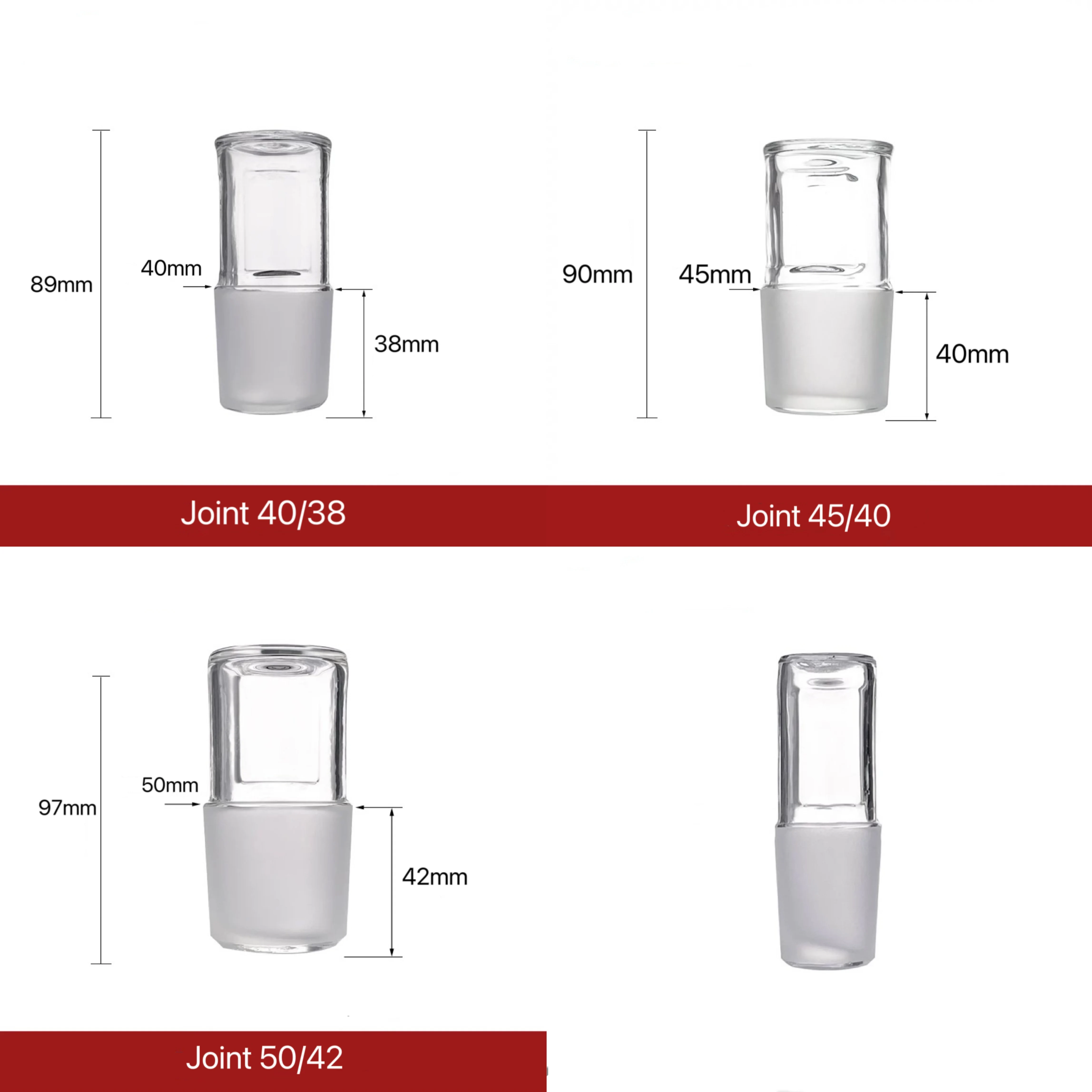 5Pcs Glass Stopper, Glass Hollow Plug,Grinding Flat Plug, Hollow Plunger, Borosilicate Glass,Multiple Types Joint