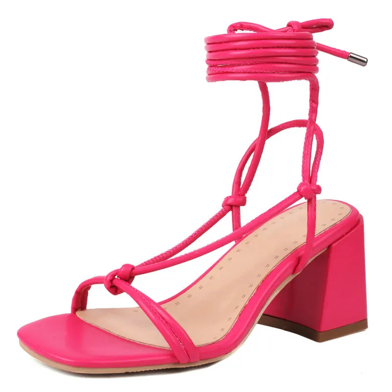 

Сексуальные босоножки-гладиаторы с открытым носком, перекрестными ремешками на щиколотке, на квадратном массивном высоком каблуке, для вечеринок, свадеб, летние женские сандалии, размеры 33-54