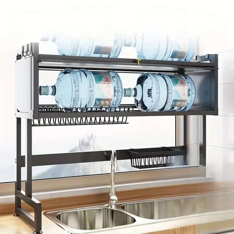 ชั้นวางของในครัวอเนกประสงค์พร้อมประตูตู้ - ชั้นวางของบนเคาน์เตอร์โลหะสีดำ