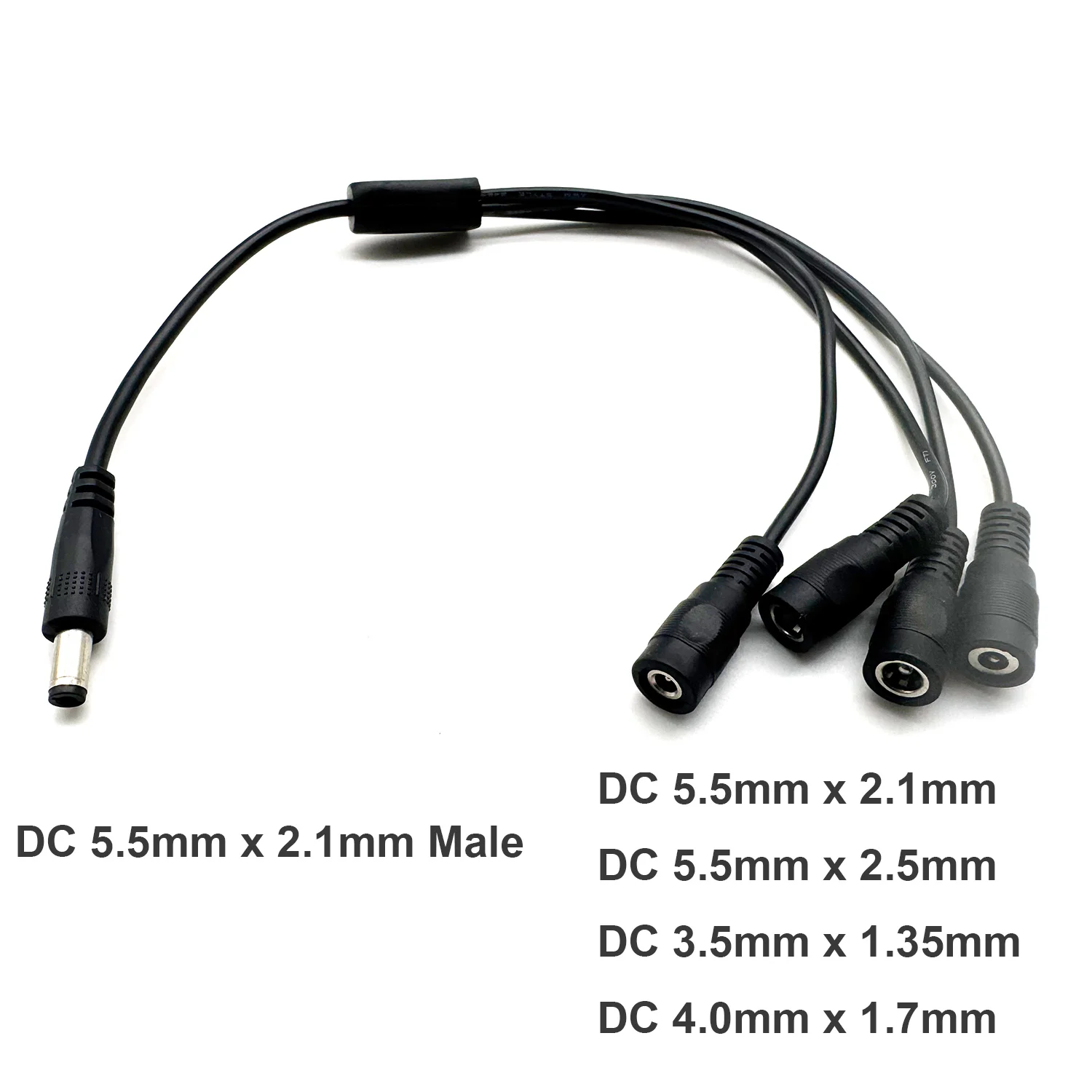 

DC Power Y Splitter Cable 1 5.5mm X 2.1mm Male to 4 DC Female Adapter CCTV Surveillance Cameras, Routers,DVR LED(1 to 4 Way)