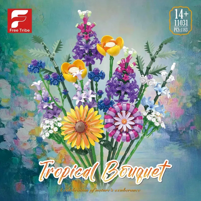 

1183PCS Bouquet Building Blocks Preserved Flower Arrangement Models Bricks Creative Home Decoration Kids DIY Toys Holiday Gifts