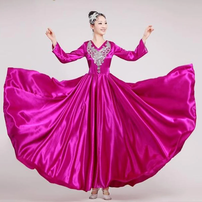Vestido de baile flamenco para mujer, falda con vuelo grande estilo español, disfraz de escenario actuación con apertura de 180/360/540/720 grados