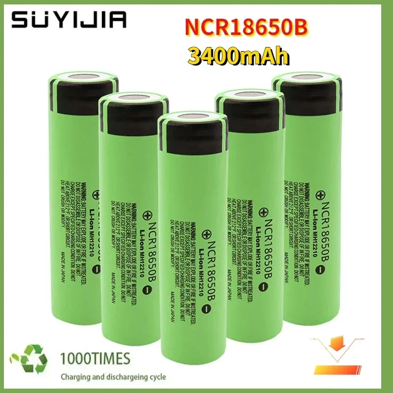 NCR18650 3400mAh Battery 3.7V 34B Ncr18650b Lithium Rechargeable Batteries for Toy Microphone Screwdriver Flashlight Cells