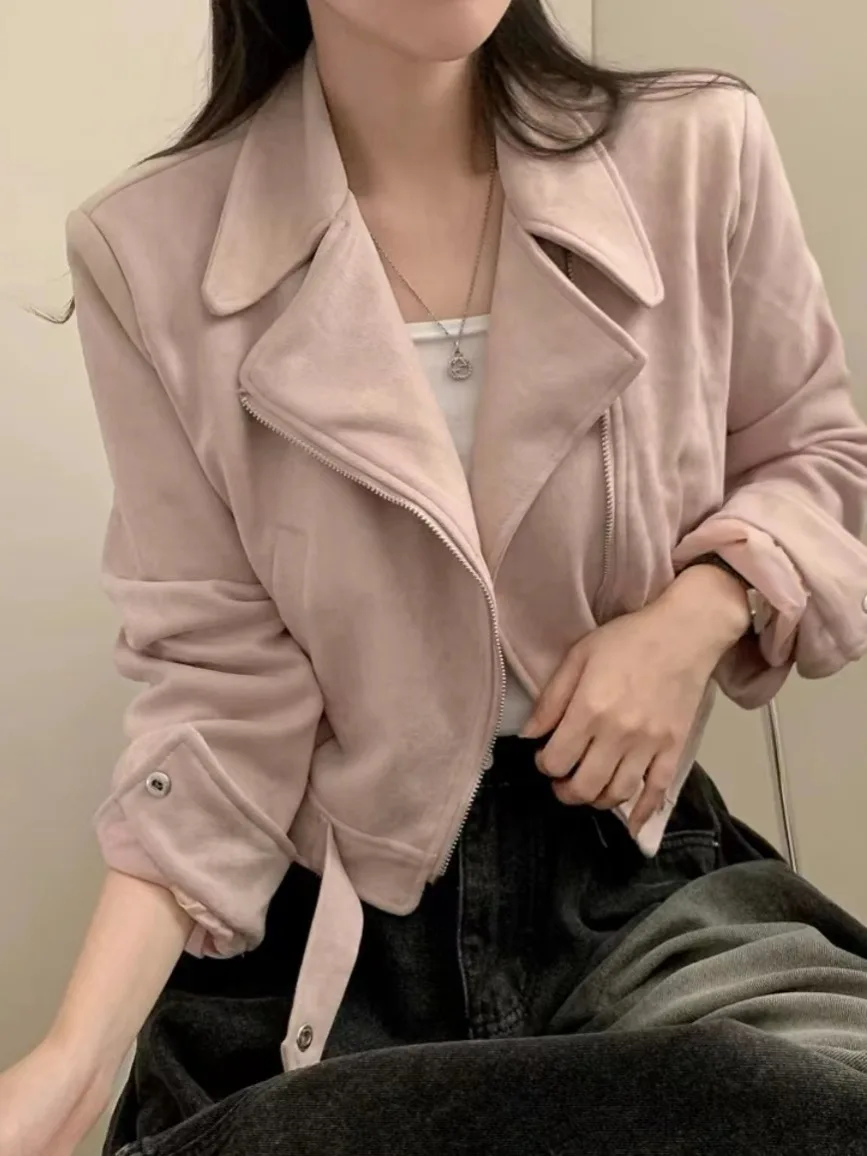 أنيقة الخريف الشتاء ort الجلد المدبوغ Jaet المرأة تصميم سستة طوق السائق Sle أعلى ألياف البوليستر طويلة Sve لون نقي #5