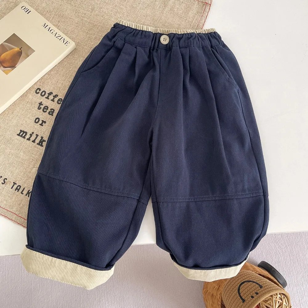Boys Casual Pants Kids Color Block Loose Fit Long Pants Spring Autumn Toddler New Season