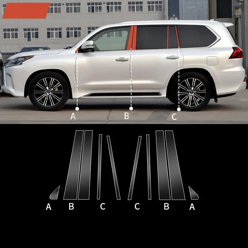 For Lexus LX LX470 LX570 TPU Transparent Protective Film Exterior Windows ABC Center Pillar Trim Strips Car Sticker Accessories