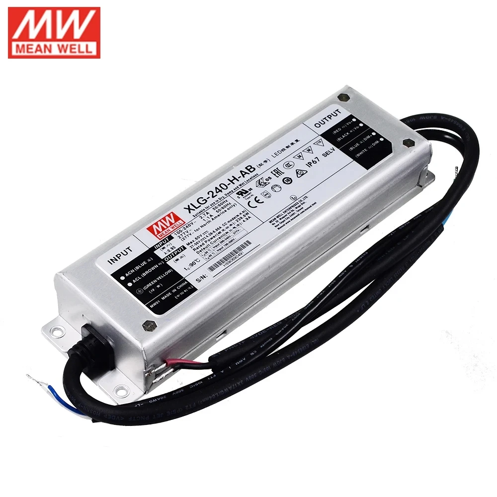 MEANWELL XLG-240-H-AB Constant Power Mode LED lighting Driver Buit-in active PFC  AC-DC water proof  IP67 dimming function