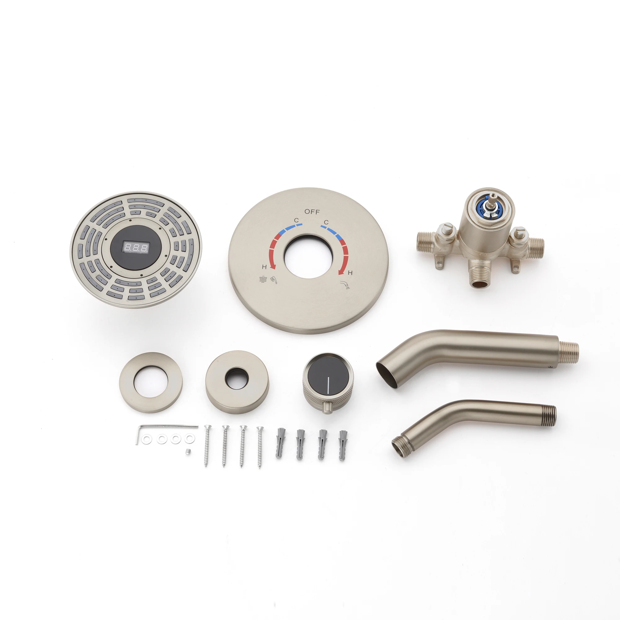 ثرموستاتي الحائط المطر الأمطار مربع دش صنبور لمعدات الحمام #5