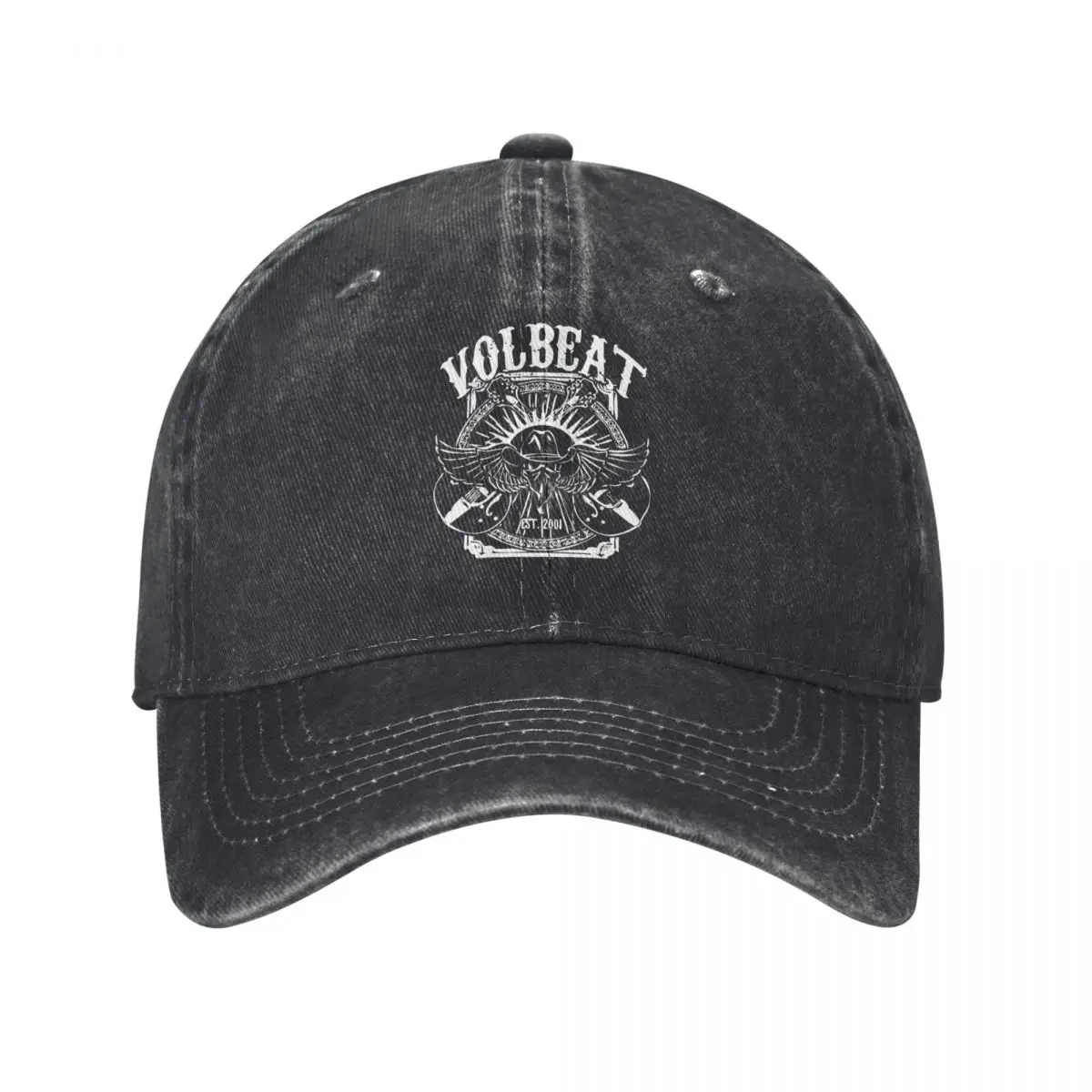 

Fashion V-Volbeat Danish Baseball Cap Unisex Distressed Denim Washed Headwear Rock Band Outdoor All Seasons Adjustable Hats