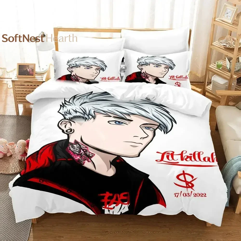 2026 DJ Hip Hop Lit Killah Bedding Set Boys Girls Twin Queen Size Duvet Cover Pillowcase Bed Kids Adult Fashion Home Textileexti