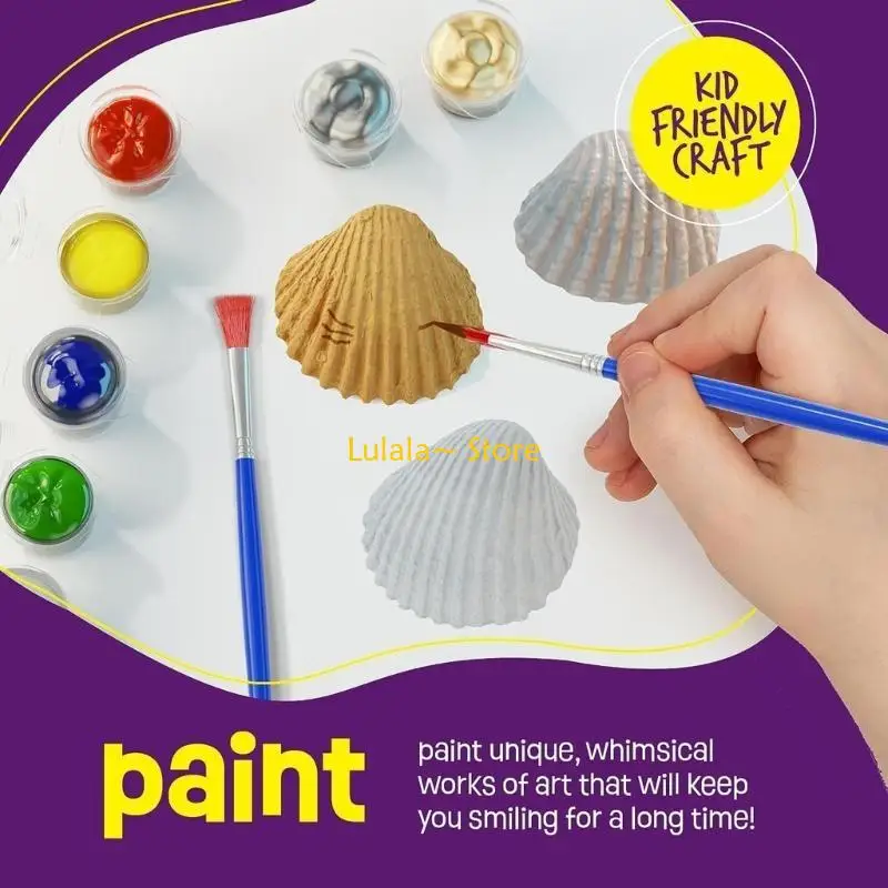 Y4QA Creative Sea Shell Painting Arts Kits Practical Educational Craft Toy Art Supplies for Kids Christmas Themed Accessory