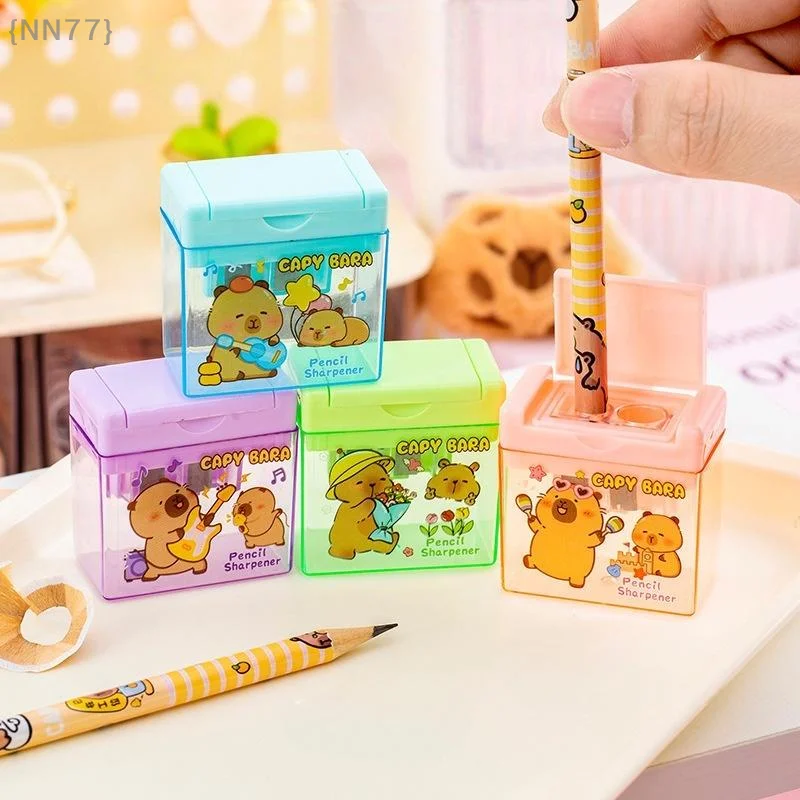 1/4 قطعة Kawaii كابيبارا مبراة أقلام لطيف ثقب مزدوج مبراة للأطفال الطلاب اللوازم المكتبية الكرتون القرطاسية هدية