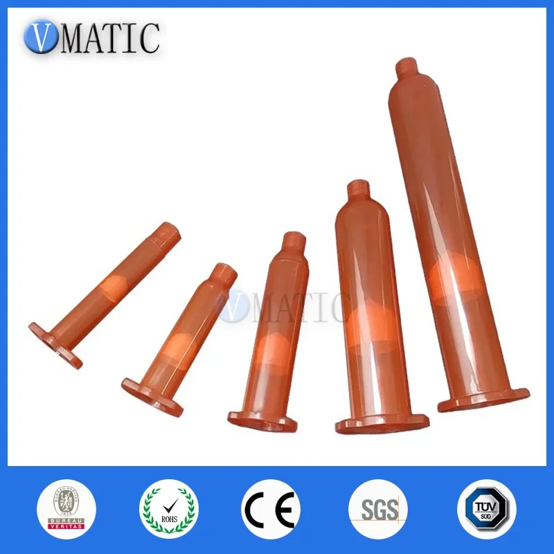 Free Shipping US Style 3/5/10/30/55 Cc / Ml Amber Color Glue Fluid Liquid Dispensing Pneumatic Syringe With Piston