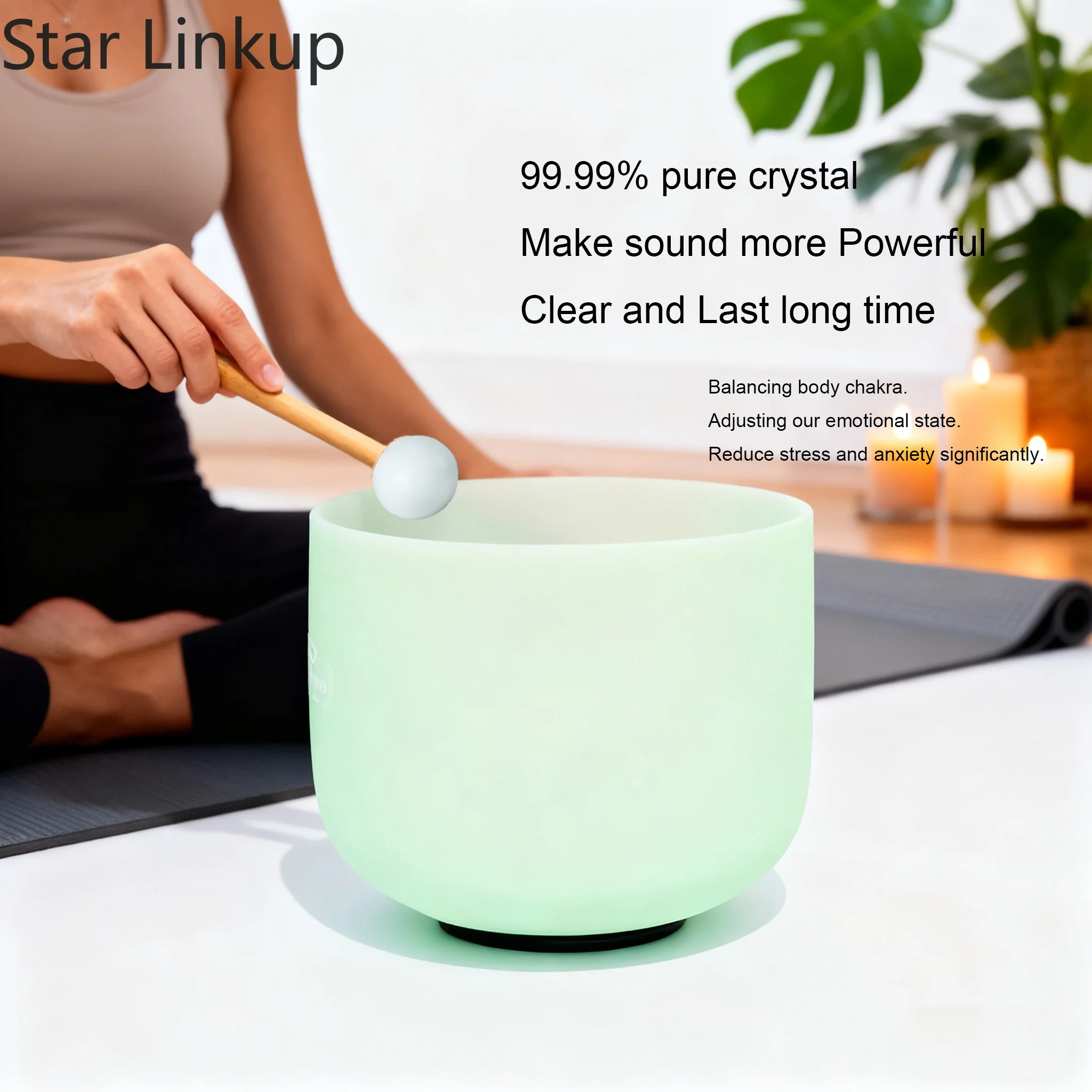 Star Linkup 10 Inch Mint Green Crystal Singing Bowl Tuned to 432Hz & 440Hz, Complete CDEFGAB Standard Musical Notes for Chakra Balancing, Portable Sound Healing Instrument with Carry Bag for Daily Meditation & Sound Bath Therapy