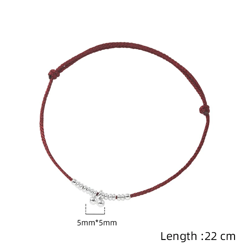 La Monada 925 Sterling Silver Cherry Red String Bracelet Adjustable Tiny Silver Charm Lucky Red Thread Bracelet for Women