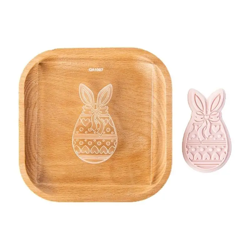 

E8BD Cartoon Rabbit Molds Egg Animal-Biscuit Plastic Embossed Cookie Mold Baking Tool