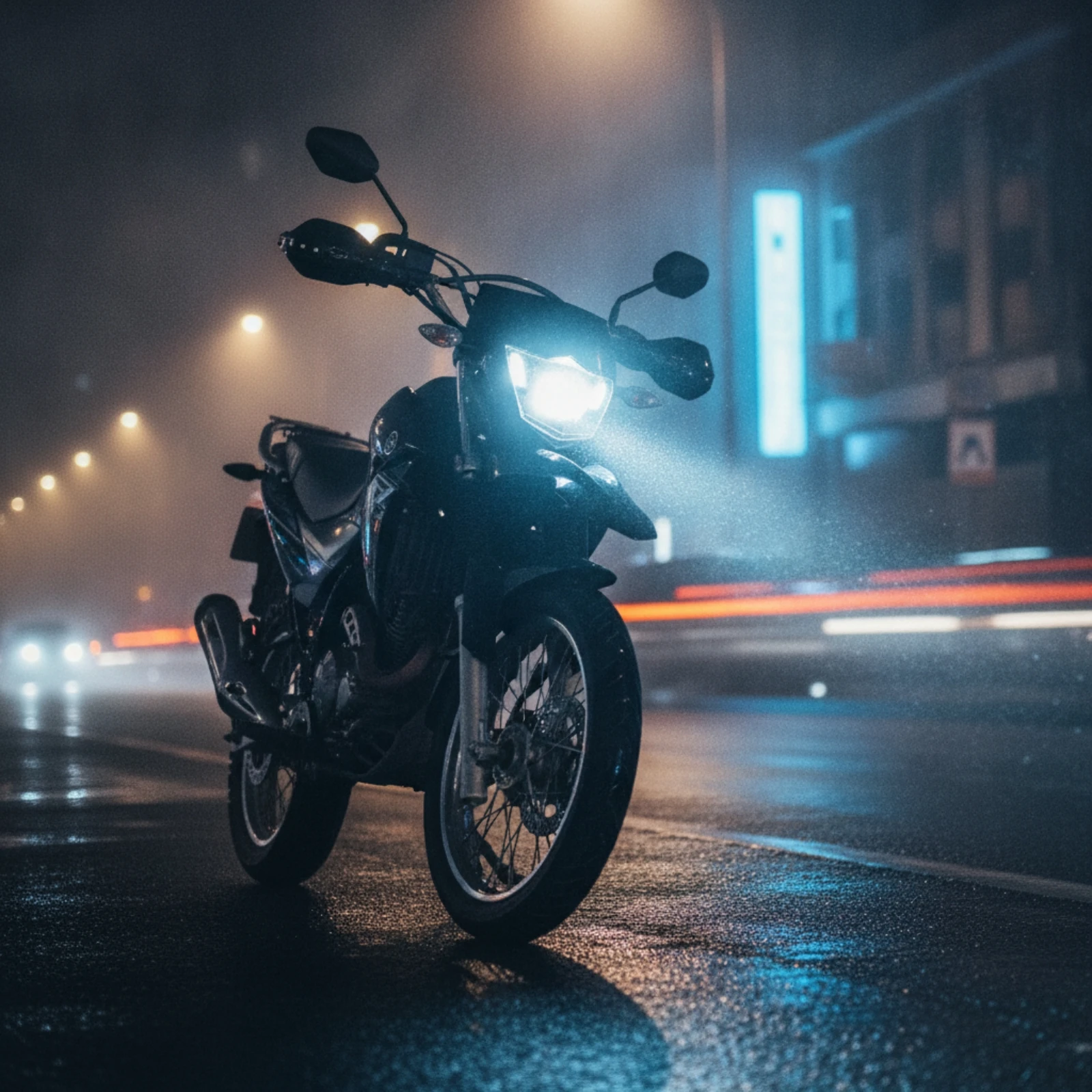 Motorcycle Headlight Assembly Black Front Light Assembly Motorcycle Headlight with Mounting Brackets Compact Waterproof