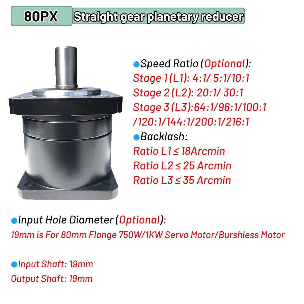 YUNDUAN Riduttore epicicloidale Step-down 57/86mm Riduttore motore Nema23 Nema34 Stepper 200/400/600/750W/1KW Servo