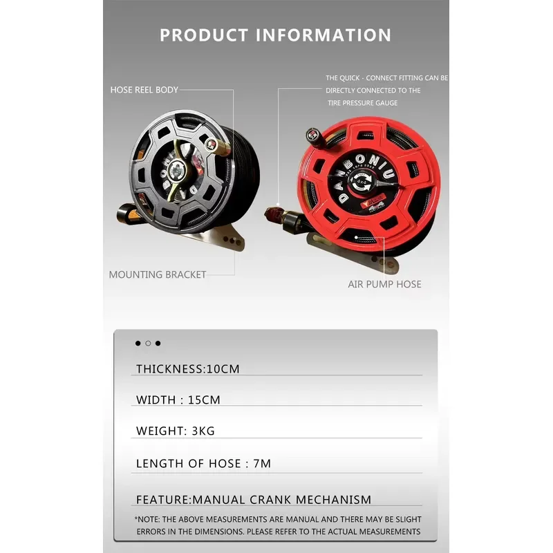 Home Garage Wall Mounted Multi-Terrain Portable Pneumatic Tool Air Pump Reel 20 Proof Explosion-Proof Manual Crank