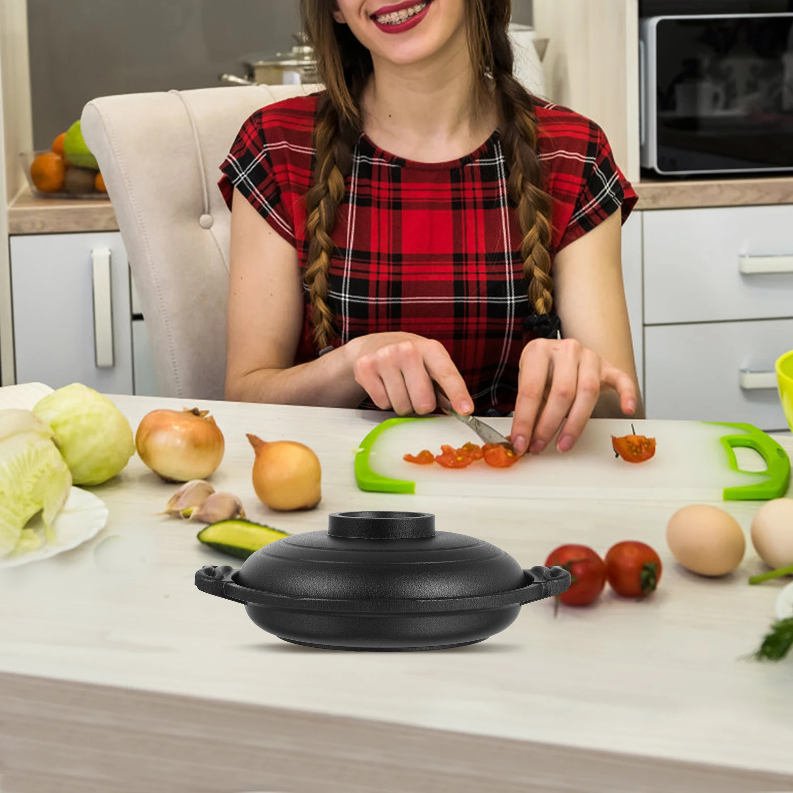 

1pc Non-Stick Clay Pot Ceramic Stew Pot Household Casserole Cooking Pan Thick Wall Heat Resistant Bean Soup Pots Lid Included