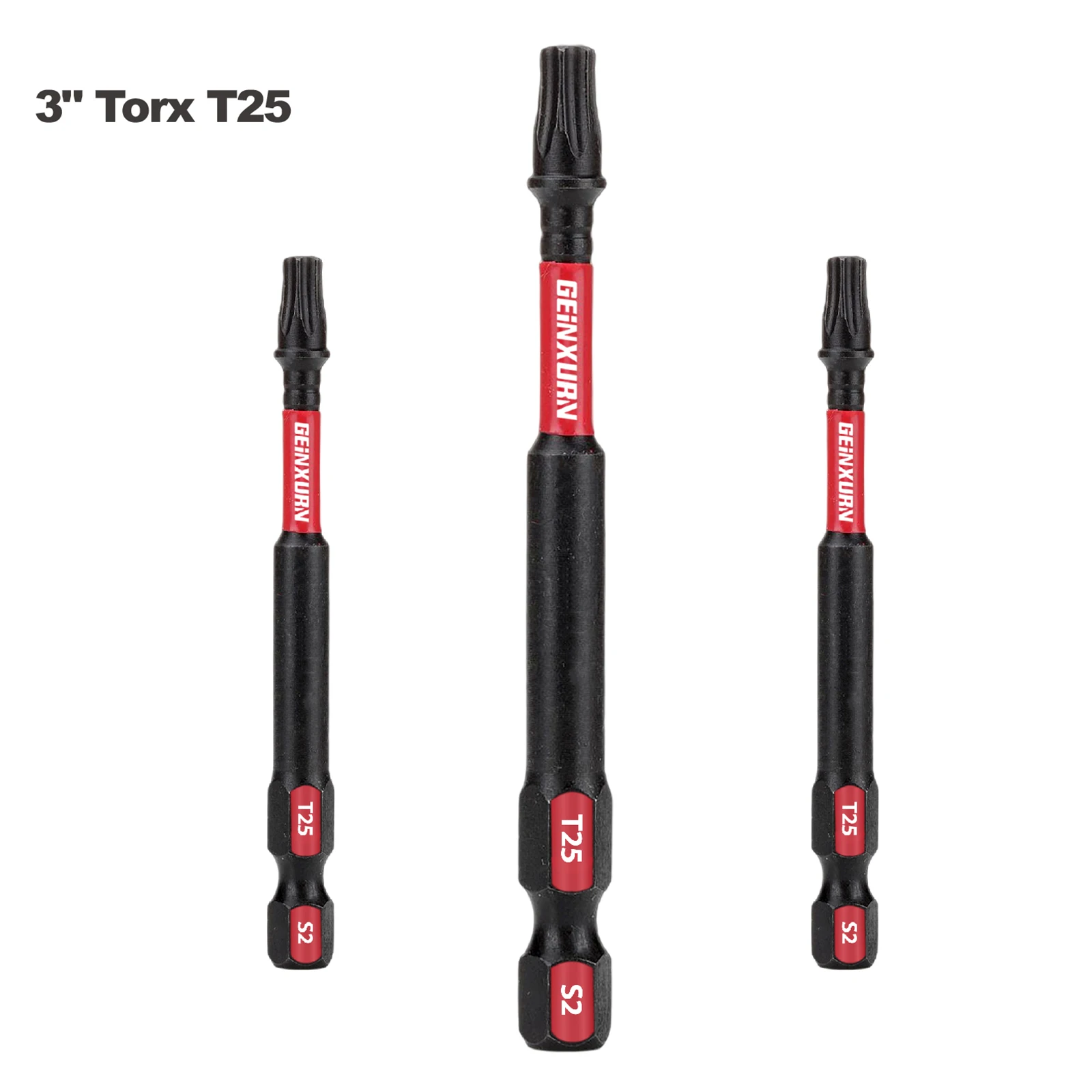 Geinxurn 3 Inches #25 Torx Impact Screwdriver Bit,S2 Alloy Steel Magnetic T25 Driver Bit Set