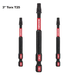 Geinxurn 3 Inches #25 Torx Impact Screwdriver Bit,S2 Alloy Steel Magnetic T25 Driver Bit Set